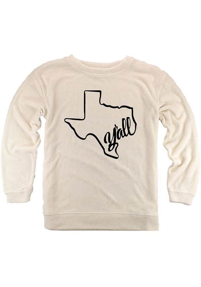 Texas Womens Oatmeal Yall State Shape Crew Sweatshirt