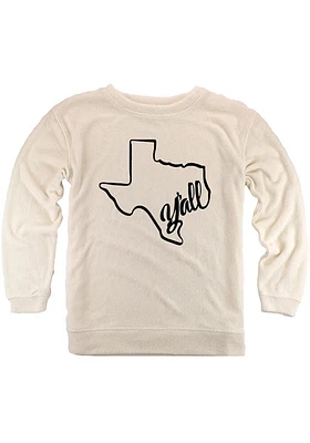 Texas Womens Oatmeal Yall State Shape Crew Sweatshirt