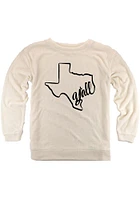 Texas Womens Oatmeal Yall State Shape Crew Sweatshirt