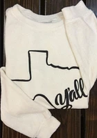 Texas Womens Oatmeal Yall State Shape Crew Sweatshirt