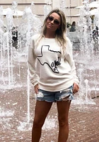 Texas Womens Oatmeal Yall State Shape Crew Sweatshirt