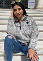 Michigan Womens Grey Sherpa Qtr Zip