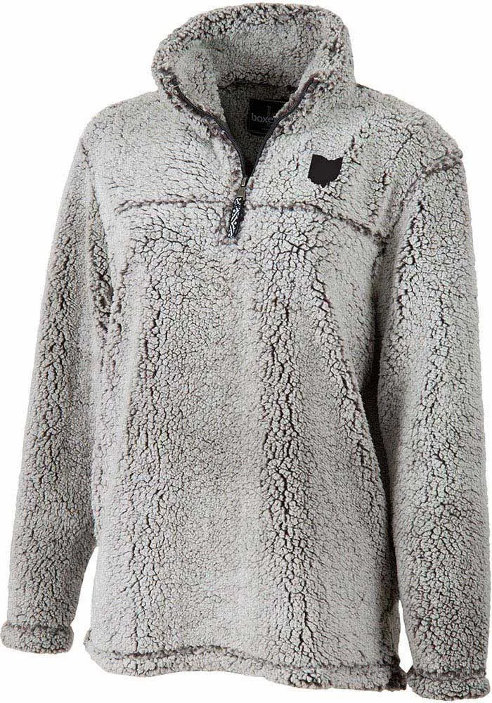 Ohio Womens Grey Sherpa 1/4 Zip Pullover