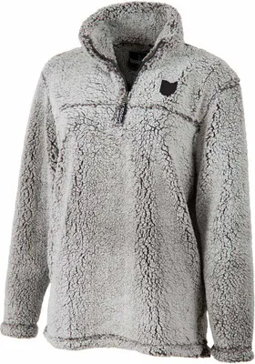 Ohio Womens Grey Sherpa 1/4 Zip Pullover