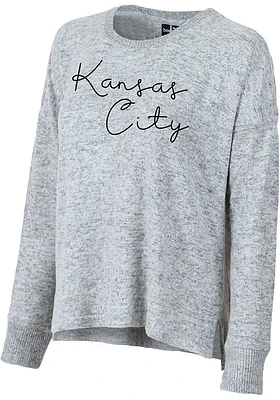 Kansas City Womens Grey Script Wordmark LS Tee