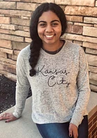 Kansas City Womens Grey Script Wordmark LS Tee
