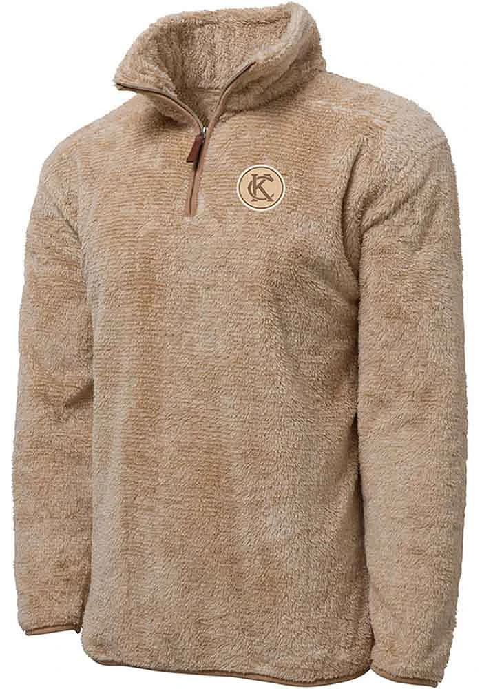 Kansas City Mens Natural KC Monogram Circle Long Sleeve Qtr Zip Pullover