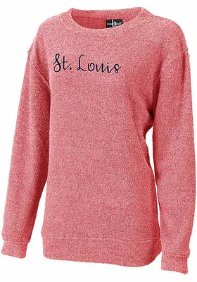 St Louis Womens Red Script Wordmark Crew Sweatshirt