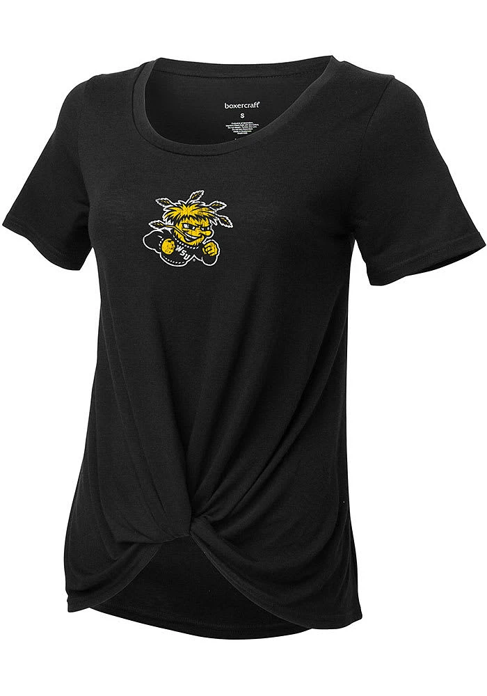 Wichita State Shockers Girls Black Twisted Short Sleeve Fashion T-Shirt