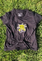 Wichita State Shockers Girls Black Twisted Short Sleeve Fashion T-Shirt