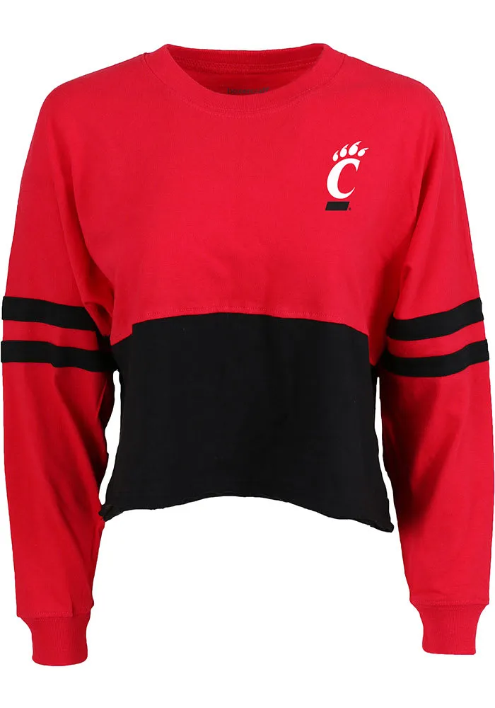 Cincinnati Bearcats Womens Red Cropped Retro Jersey LS Tee