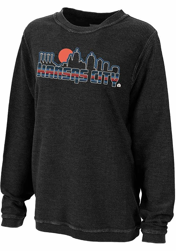 Kansas City Womens Charcoal Retro Skyline Crew Sweatshirt