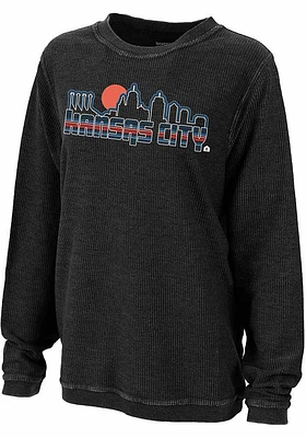 Kansas City Womens Charcoal Retro Skyline Crew Sweatshirt