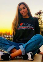 Kansas City Womens Charcoal Retro Skyline Crew Sweatshirt