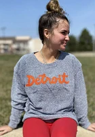 Detroit Womens Navy Blue Script Crew Sweatshirt