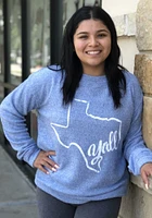 Texas Womens Blue Yall State Shape Crew Sweatshirt