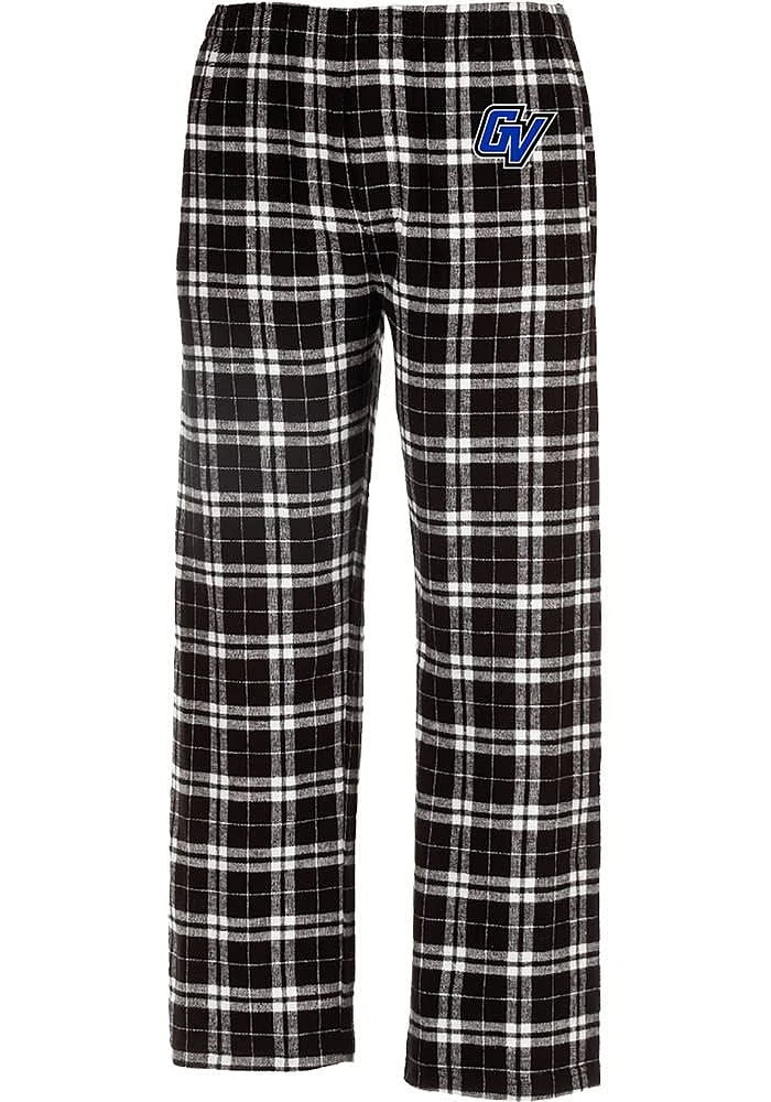 Grand Valley State Lakers Mens Black Plaid Flannel Sleep Pants