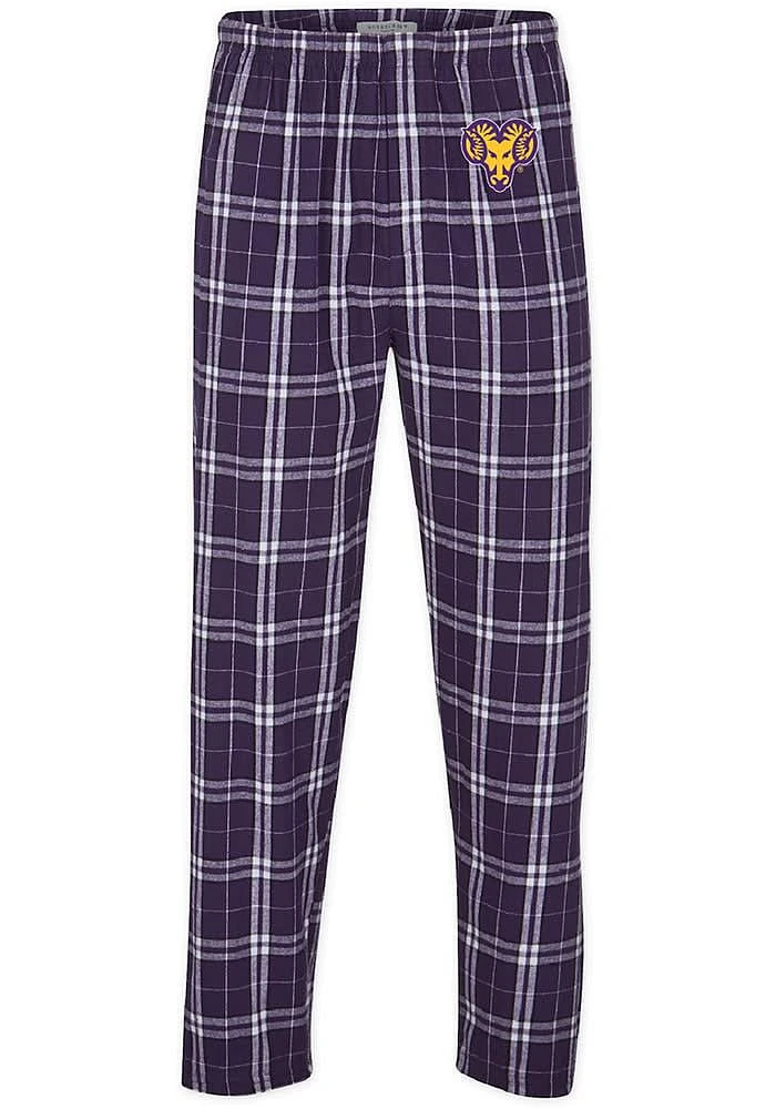 West Chester Golden Rams Mens Purple Plaid Flannel Sleep Pants