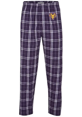 West Chester Golden Rams Mens Purple Plaid Flannel Sleep Pants