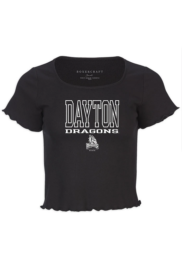 Dayton Dragons Womens Black Baby Rib Short Sleeve T-Shirt