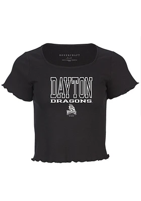 Dayton Dragons Womens Black Baby Rib Short Sleeve T-Shirt