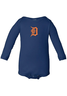 Detroit Tigers Baby Navy Blue Infant Long Sleeve Creeper One Piece