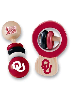 Oklahoma Sooners Wood Baby Rattle
