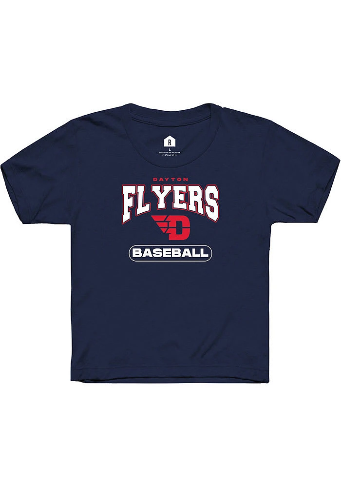 Rally Dayton Flyers Youth Navy Blue Baseball Short Sleeve T-Shirt