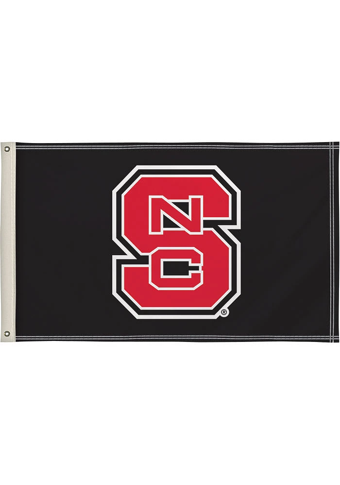 NC State Wolfpack 3x5 Black Silk Screen Grommet Flag - Black