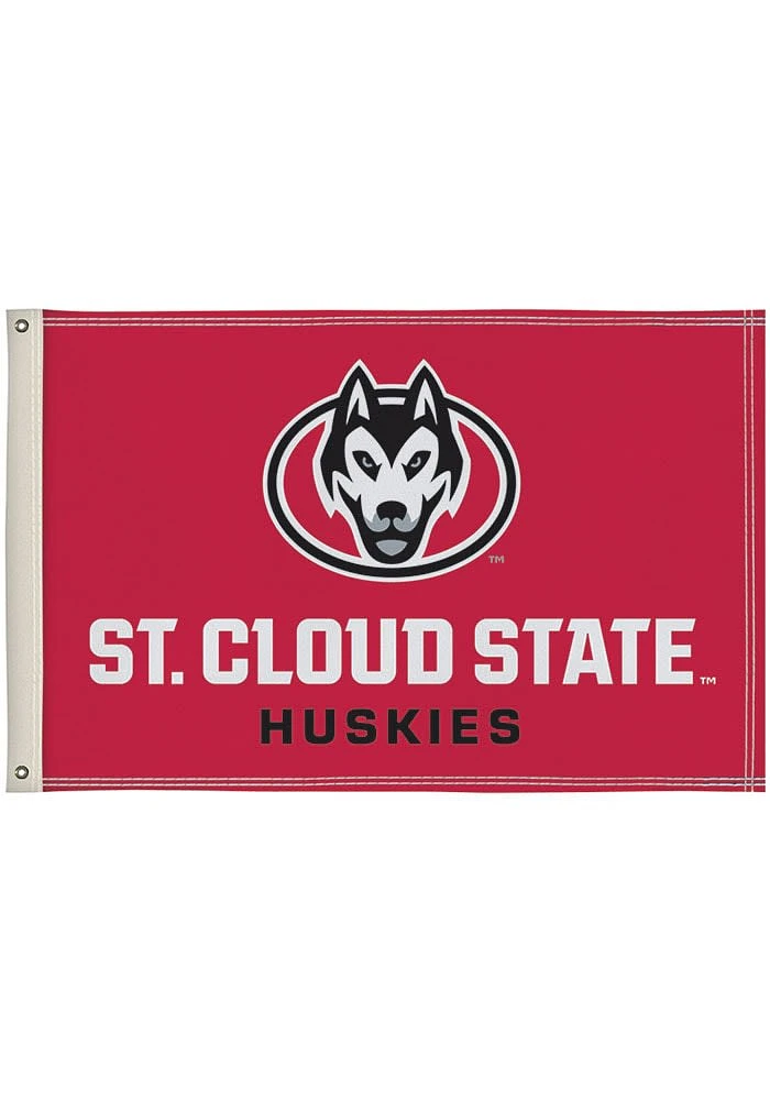 St Cloud State Huskies 2x3 Silk Screen Grommet Flag - Red
