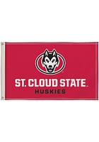St Cloud State Huskies 3x5 Design Silk Screen Grommet Flag - Red