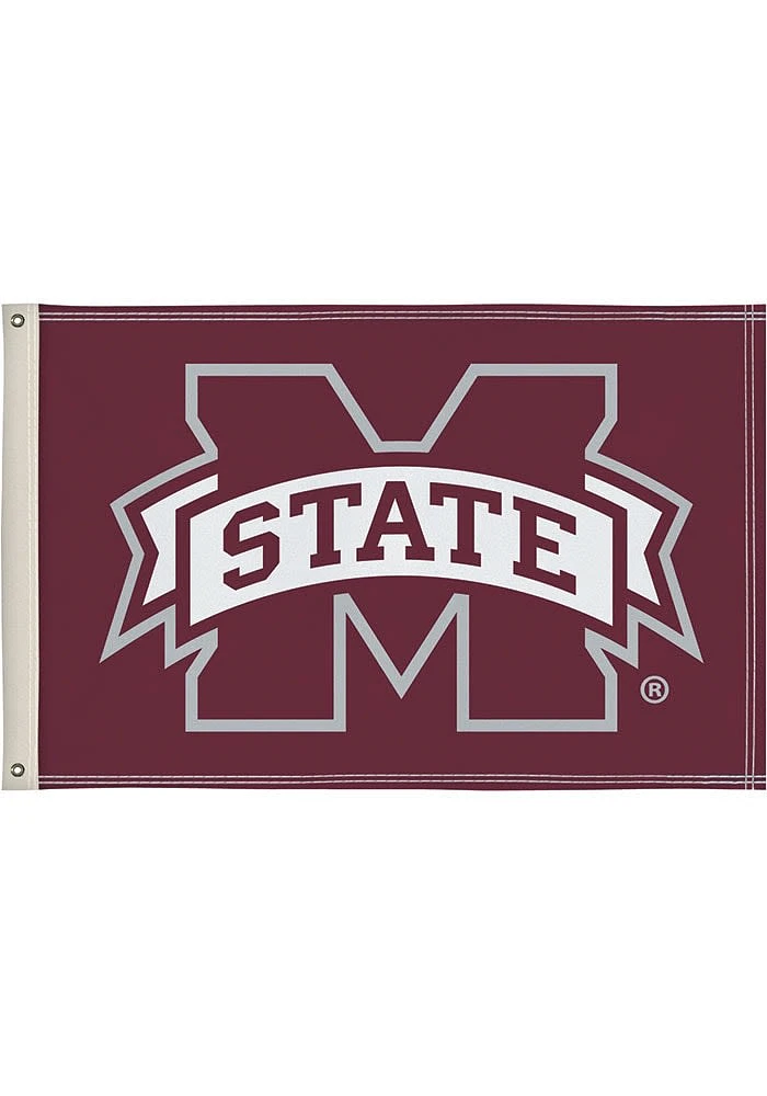 Mississippi State Bulldogs 2x3 Logo Maroon Silk Screen Grommet Flag - Maroon