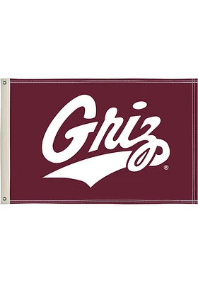 Montana Grizzlies 2x3 Logo Maroon Silk Screen Grommet Flag - Maroon