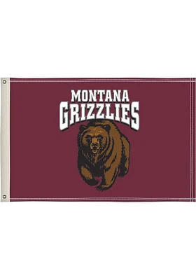 Montana Grizzlies 2x3 Maroon Silk Screen Grommet Flag - Maroon