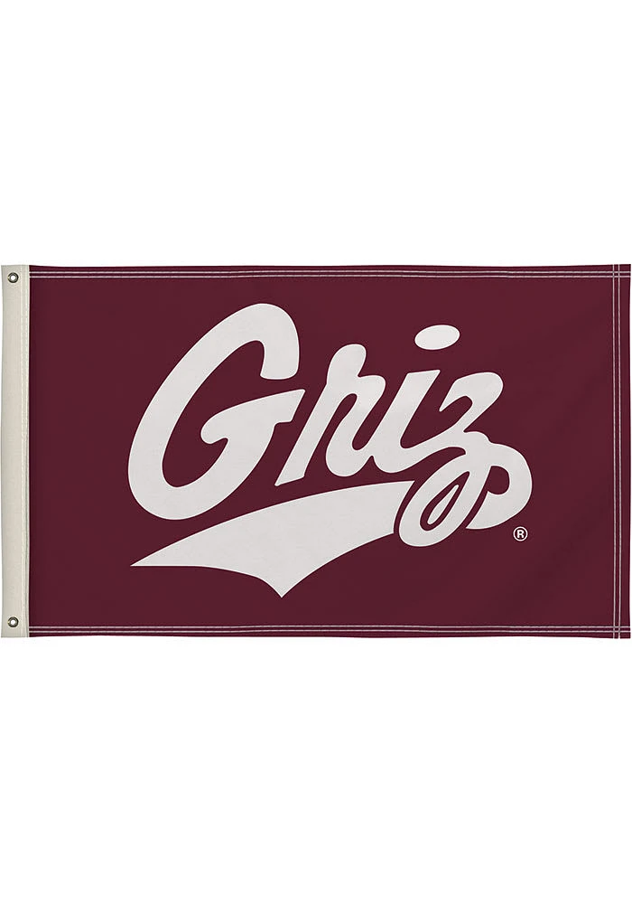 Montana Grizzlies 3x5 Logo Maroon Silk Screen Grommet Flag - Maroon