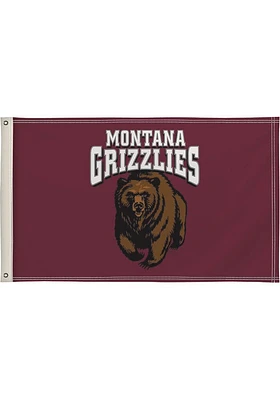 Montana Grizzlies 3x5 Maroon Silk Screen Grommet Flag - Maroon