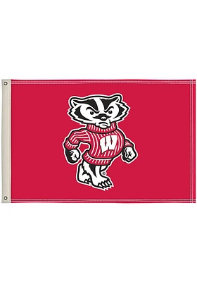 Wisconsin Badgers 2x3 Red Silk Screen Grommet Flag - Red