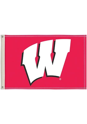 Wisconsin Badgers 2x3 Logo Red Silk Screen Grommet Flag - Red