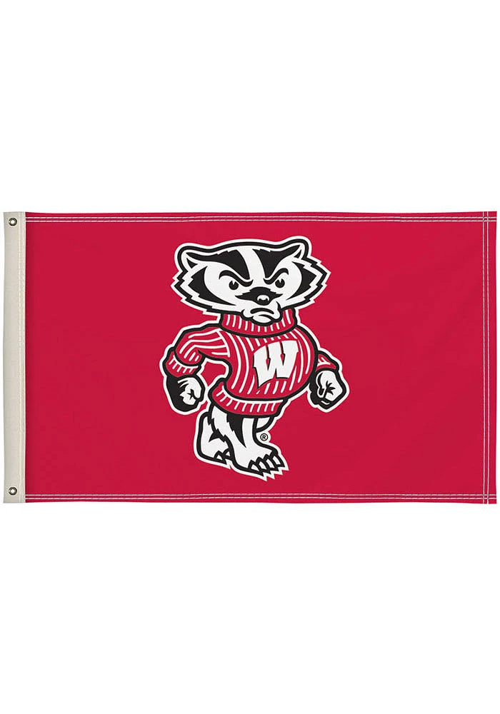Wisconsin Badgers 3x5 Silk Screen Grommet Flag - Red