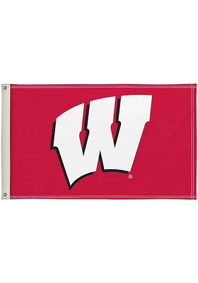 Wisconsin Badgers 3x5 Logo Red Silk Screen Grommet Flag - Red