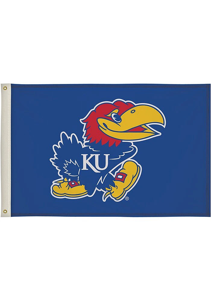 Kansas Jayhawks 2x3 Silk Screen Grommet Flag - Blue