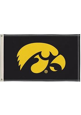 Iowa Hawkeyes 3x5 Graphic Black Silk Screen Grommet Flag - Black