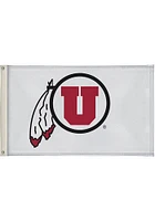 Utah Utes 3x5 Silk Screen Grommet Flag - White