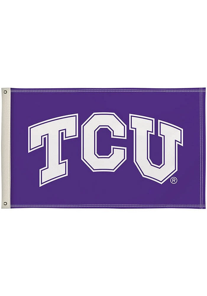 TCU Horned Frogs 3x5 Logo Purple Silk Screen Grommet Flag - Purple