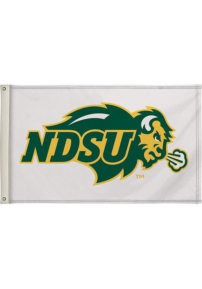 North Dakota State Bison 3x5 White Silk Screen Grommet Flag - White