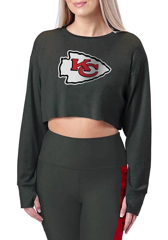 Kansas City Chiefs Womens Black Thumbhole LS Tee