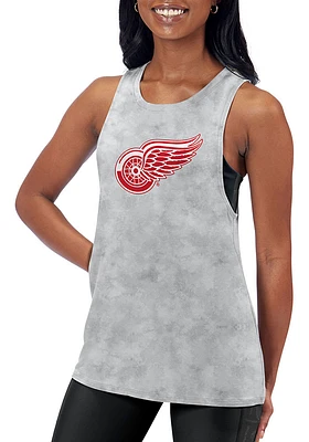 Detroit Red Wings Womens Grey Muscle Tank Top