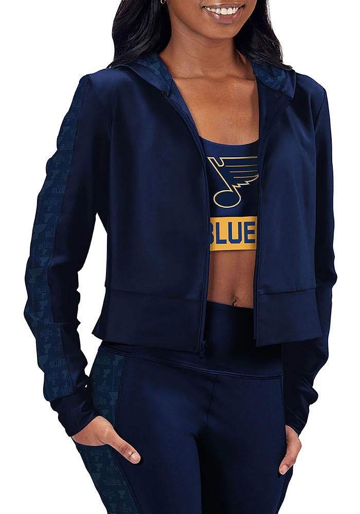 St Louis Blues Womens Navy Blue Zip up Long Sleeve Full Jacket