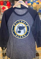 St Louis Blues Womens Navy Blue Raglan LS Tee