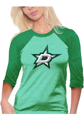 Dallas Stars Womens Green Triblen Raglan LS Tee